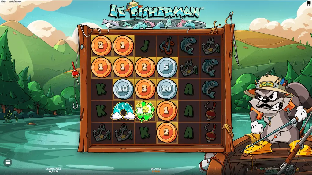 Le Catcher Gold Clover applying a multiplier to all coin values across the grid